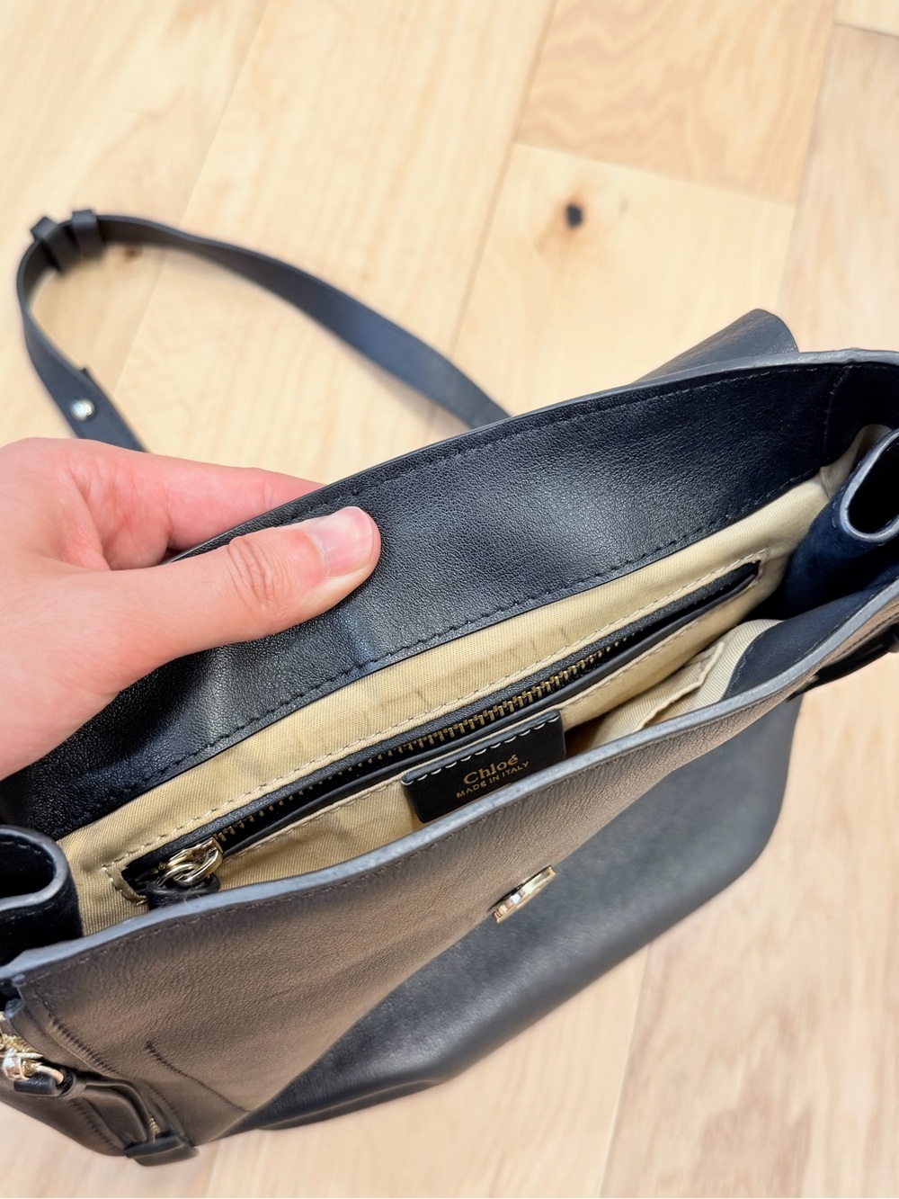 Chloe Suede Calfskin Medium Faye Backpack in Black - Picture 11 of 11